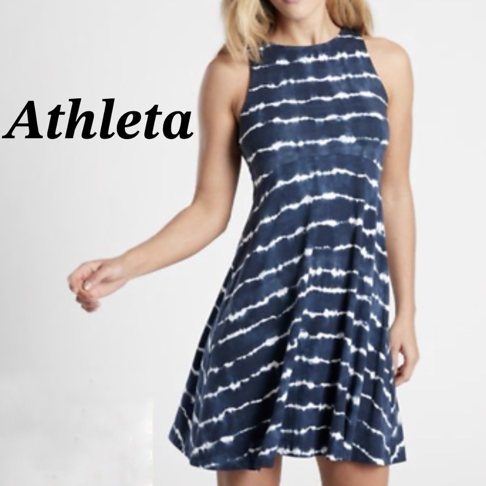 Athleta blue and white tie dye dress Size S
